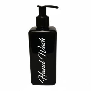 300ml Gloss Black Square Pump Bottle - Hand Wash