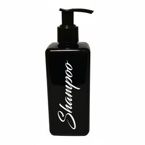 300ml Gloss Black Square Pump Bottle - Shampoo