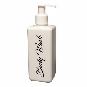  300ml Gloss white square pump bottle  