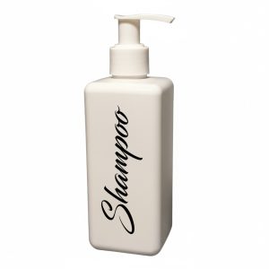 300ml Gloss white square pump bottle - Shampoo
