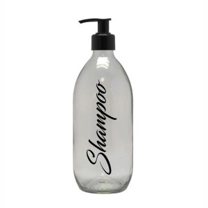 500ml Glass Clear Bottle With Pump - Shampoo
