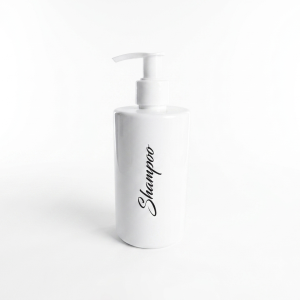 300ml Gloss White Round Pump Bottle - Shampoo