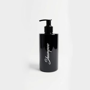 300ml Gloss Black Round Pump Bottle - Shampoo