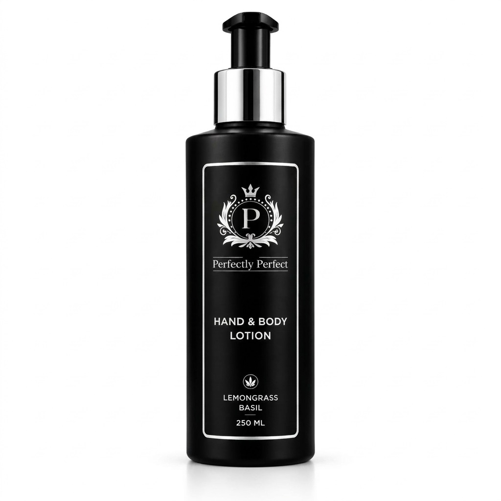 250ml Black Pump Bottle Lemongrass & Basil (Empty)